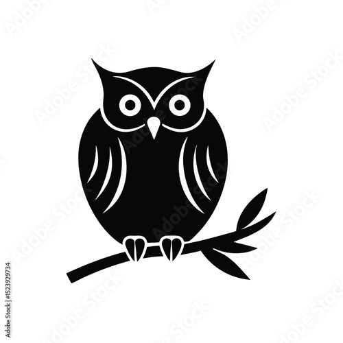 Owl Branch Vector Silhouette Minimalist Gothic