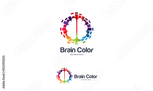 Brain Logo designs template, Colorful Brain logo designs concept vector