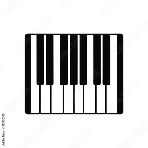 Piano Keys Vector Silhouette Black White