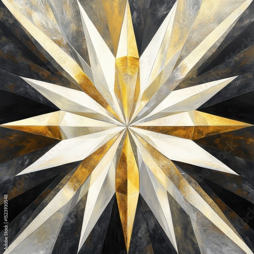 Wallpaper Mural Abstract representation of a christmas star radiating light and energy, blending hues of white, gold, and black in a captivating design Torontodigital.ca