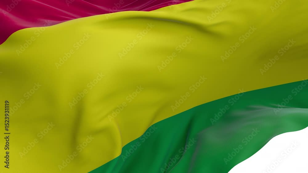 Bolivia flag waving and swirling, looping Close-up camera angle with transparent background. Ready to use drag and drop immediately.