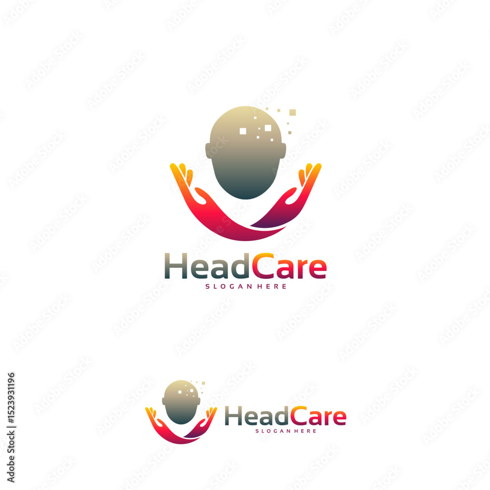 Obraz premium Head Care logo designs concept, Brain Care logo, Head Technology Logo designs vector