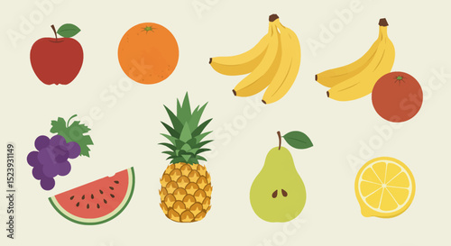 Vibrant Fruit Animation A Delightful Collection of Fresh Produce Illustrations