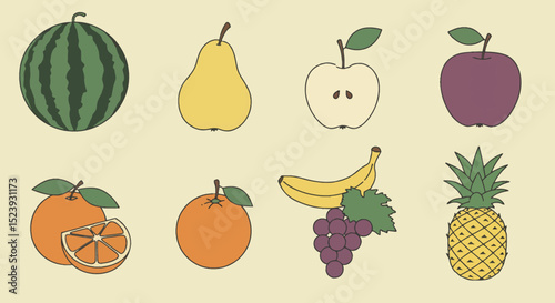 Vibrant Fruit Animation A Delightful Collection of Hand-Drawn Illustrations for Your Projects