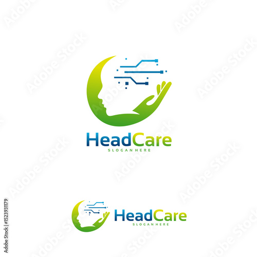 Head Care logo designs concept, Brain Care logo, Head Technology Logo designs vector