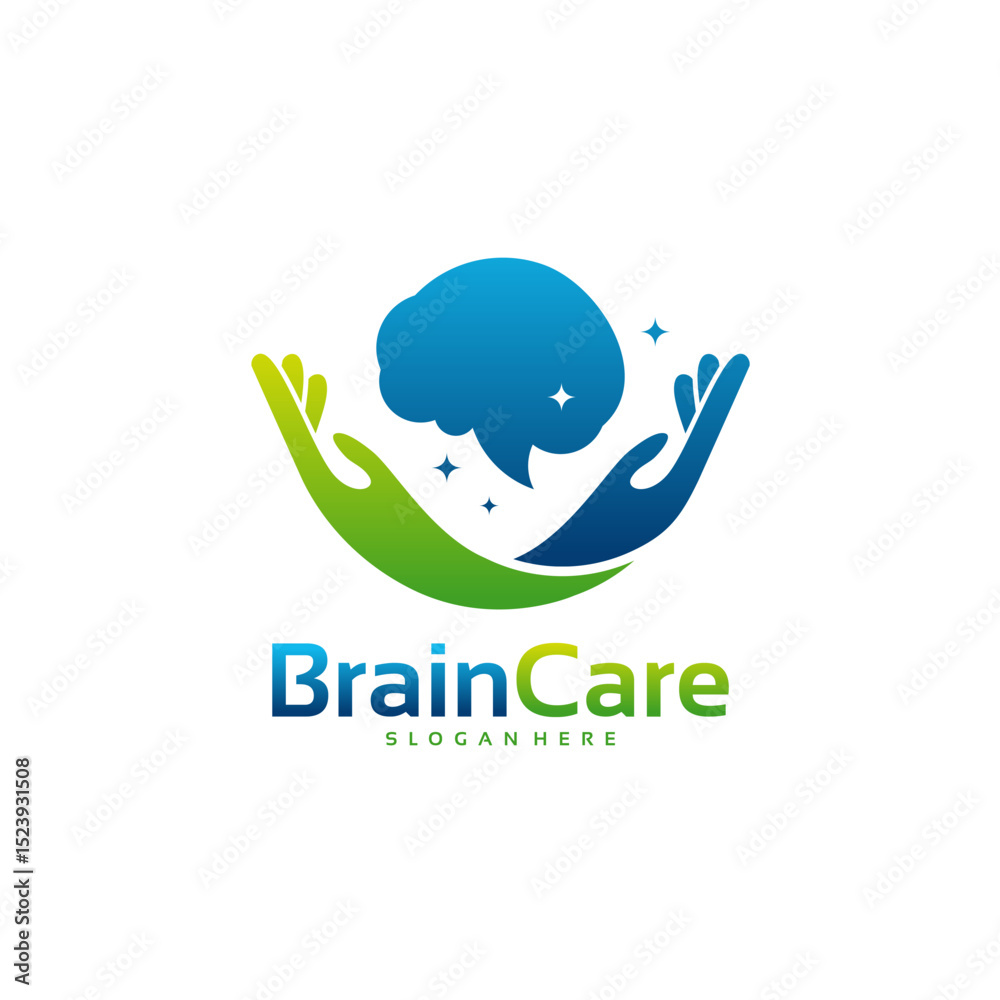 Fototapeta premium Brain Care logo template, Care logo designs, Brain symbol vector