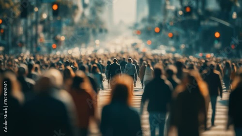 Crowded Cityscape: A Blurred Vision of Urban Life and Human Flow in Motion