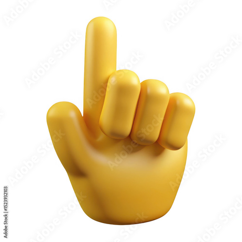 3D Cartoon hand pointing up isolated on transparent background