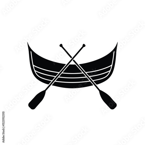 Rowboat Oars Vector Silhouette Clean Oceanic