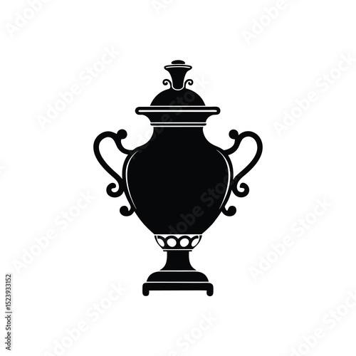 Samovar Vector Silhouette Ornate Chrome