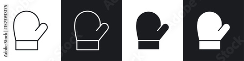 Boxing glove icons collection in black and white filled and line versions