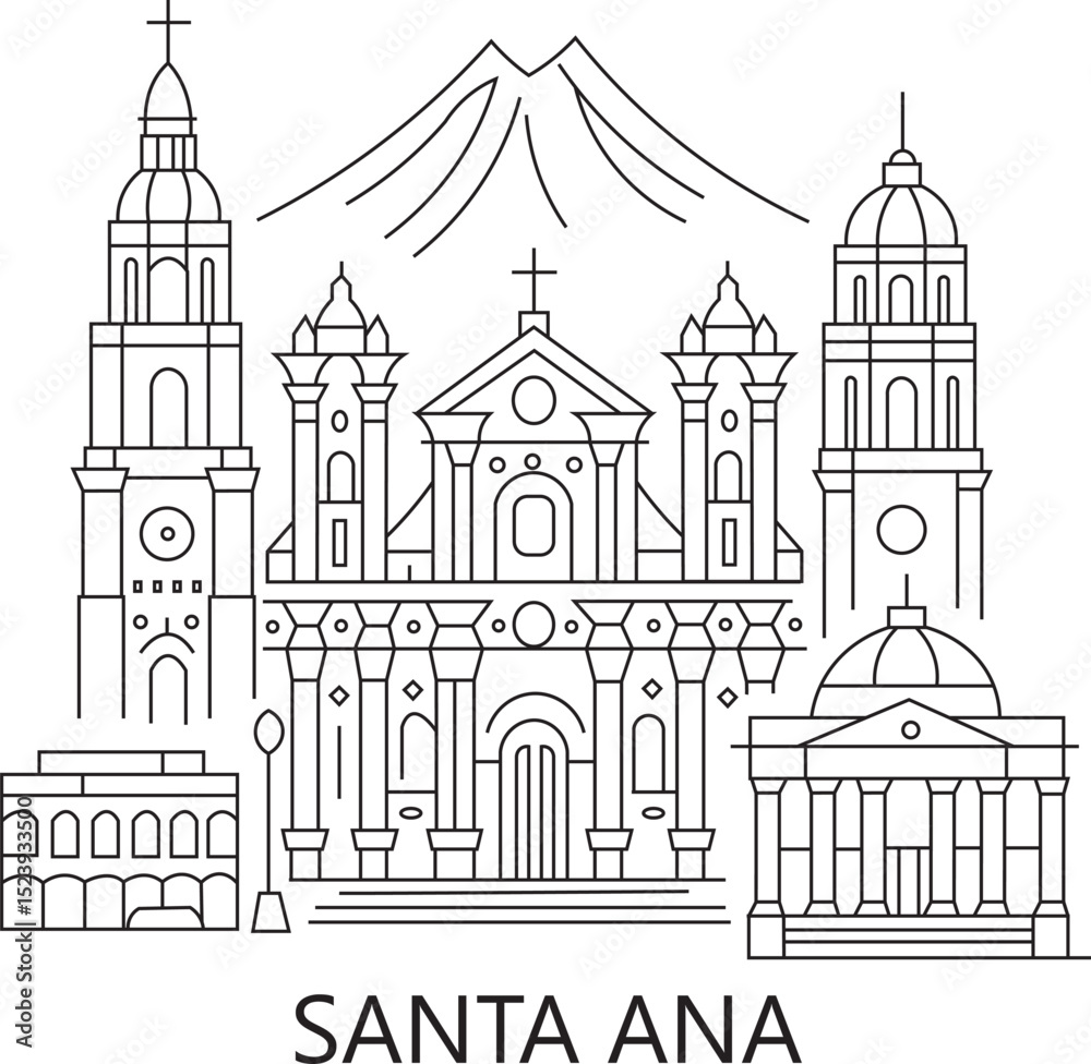 Santa Ana City Line Draw Simple Minimalist Santa Ana City Line Draw Simple Minimalist