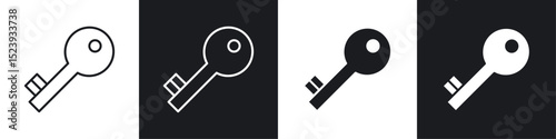 Key icons collection in black and white filled and line versions