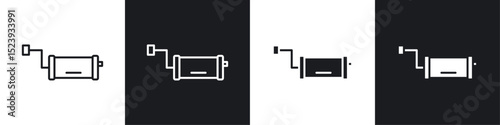 Exhaust pipe icons collection in black and white filled and line versions
