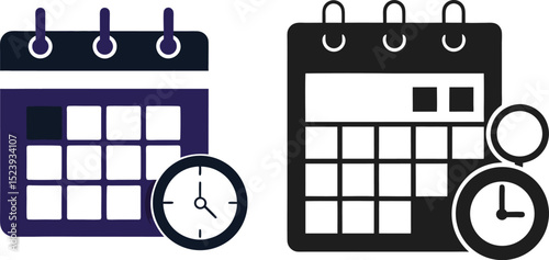 Calendar and clock signs showing schedule management time planning and organization