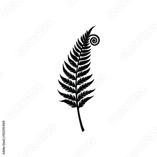 Fern Frond Vector Silhouette Curling Green