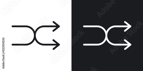 Shuffle icons collection in black and white filled and line versions