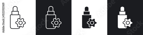 Bach flowers icons collection in black and white filled and line versions