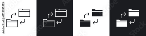Data transfer icons collection in black and white filled and line versions