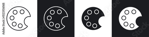 Palette icons collection in black and white filled and line versions