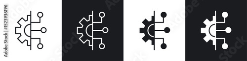 Transform icons collection in black and white filled and line versions