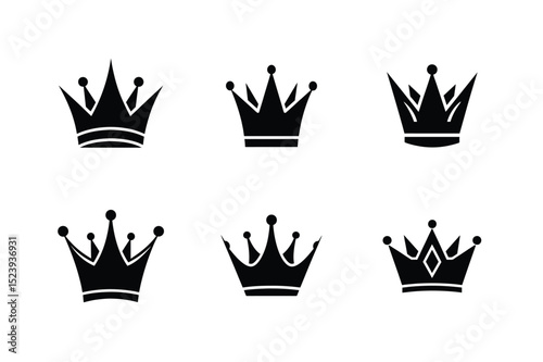Crown Silhouette Icon Set vector illustration