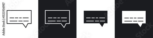 Subtitles icons collection in black and white filled and line versions
