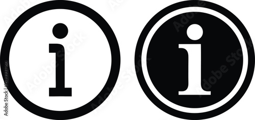 Information symbol in a circle black and white versions silhouette vector illustration symbol