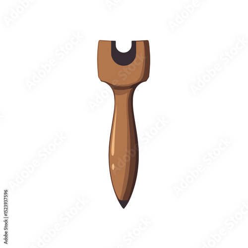 Illustration of a Brown Wooden Tuning Peg for a Stringed Instrument Against a White Background