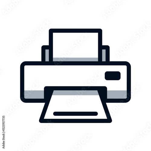 Simple Black and White Printer Icon Vector Illustration for Office Equipment and Technology