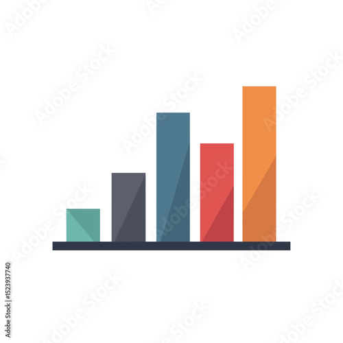 Simple Flat Design Bar Chart Illustrating Growth and Statistical Data Analysis for Business Presentations and Reports