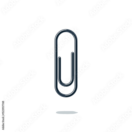 Shiny Metal Paper Clip on White Background, Office Supply Still Life