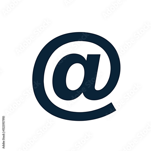 Dark Blue At Sign on White Background: Email Symbol for Communication and Technology