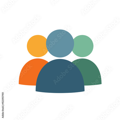 Colorful Flat Design Illustration of Three People Standing Together as a Team or Group