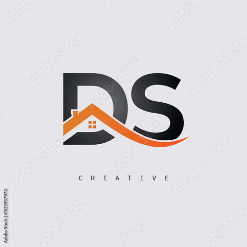 DS Real Estate Creative Logo – Minimalist House Roof Monogram for Property, Realtor & Construction Branding