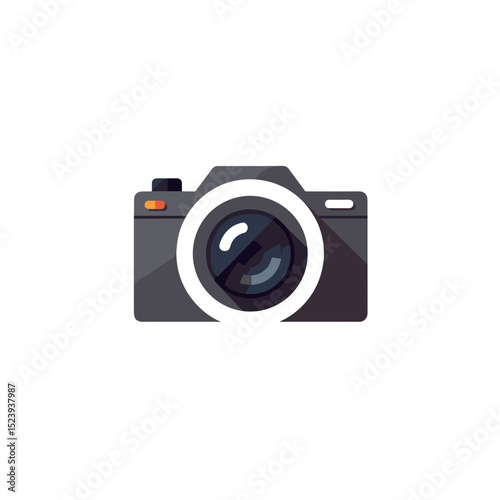 Flat Design Camera Icon Illustration with Shadow, Representing Photography and Visual Media