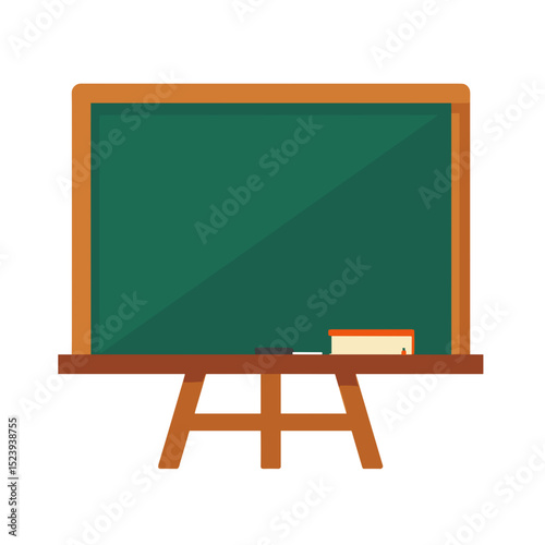 Illustration of a Green Chalkboard with Wooden Frame and Chalk, Ideal for Education and Classroom Concepts