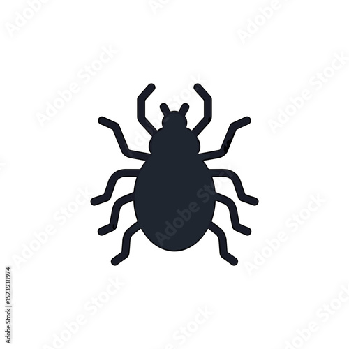 Simple Black Silhouette Illustration of a Tick, a Parasitic Arachnid, on a White Background