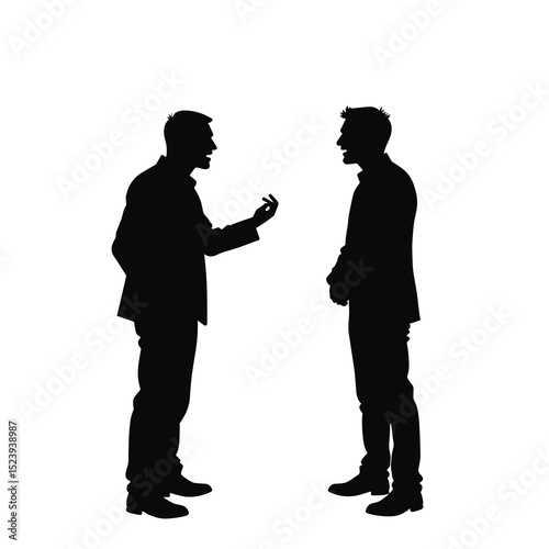 Silhouette of Two Men Arguing and Disagreeing, Showing Conflict and Tension in a Business or Social Setting