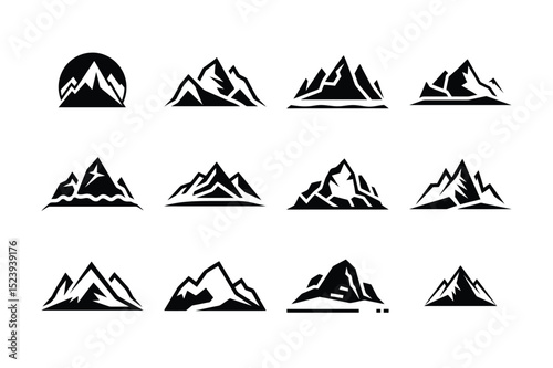 Mountain Silhouette Icon Set vector illustration