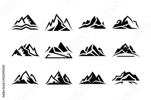 Mountain Silhouette Icon Set vector illustration