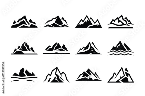 Mountain Silhouette Icon Set vector illustration
