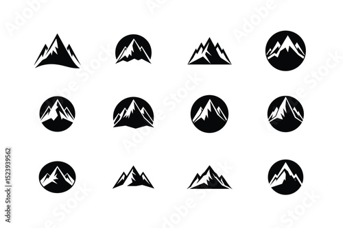 Mountain Silhouette Icon Set vector illustration