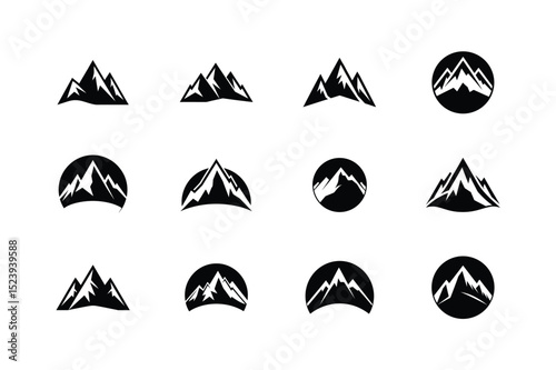 Mountain Silhouette Icon Set vector illustration