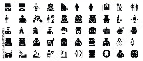 Body shapes sizes weight loss fitness health icons