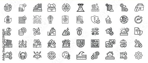 Disaster recovery icons set data protection safety