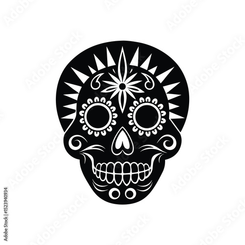 Sugar Skull Vector Silhouette Decorated Maximalist