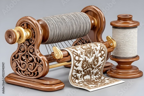 Coil of string on antique yarn winder high resolution picture