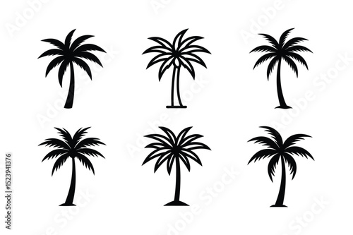 Palm Tree Silhouette Icon Set vector illustration
