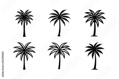 Palm Tree Silhouette Icon Set vector illustration